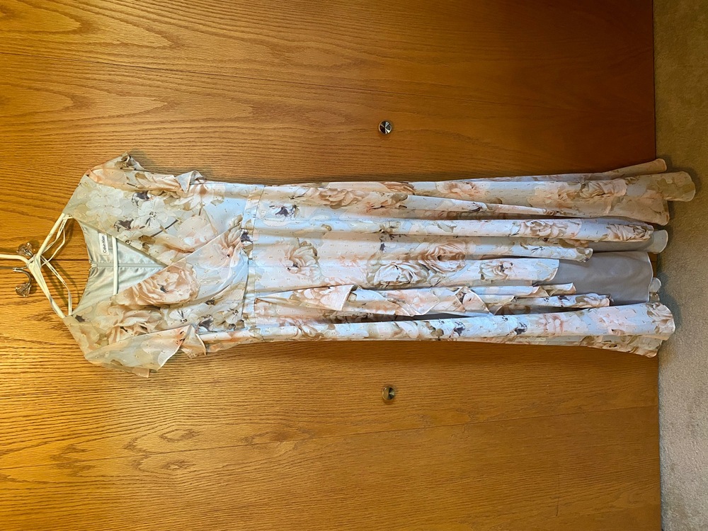 Calvin Klein formal high low hem floral dress